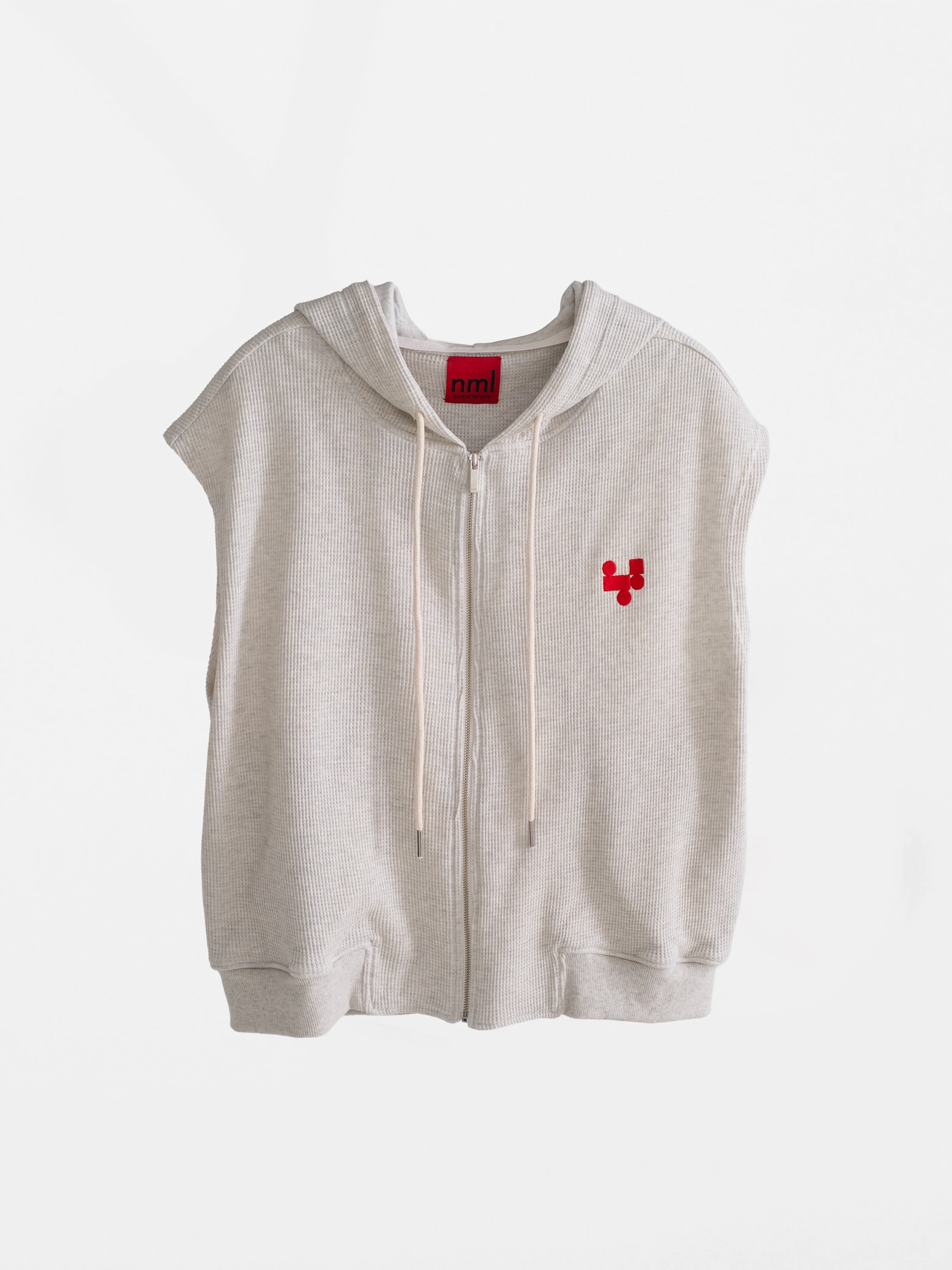 Classic Sleeveless Waffle Hoodie Zip-Up (2colors)